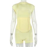 Women Chic Slim Waist High Neck Sleeveless Solid Color Slim Fitness Jumpsuit