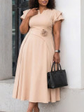Women Summer Chic High Waist A-line Plus Size Midi African Dress