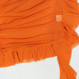 Women Spring Summer Sexy Mesh See-Through Halter Neck Backless Lace-Up Pleated Dress
