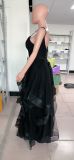 Women's V Neck Tulle Long Prom Dress Strap Layered Evening Gown