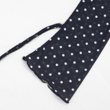Women Mesh See-Through Polka Dot Print Long Sleeve Top and Long Pants Two Piece Set