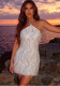 Women Sexy Low Back Tassel Sequin Party Mini Dress