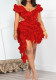 Women Sexy Sleeveless Low Back Ruffle Edge Dress