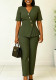 Women Solid Color Fashion Top And Pants Two-Piece African Outfit Set