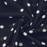 Women Mesh See-Through Polka Dot Print Long Sleeve Top and Long Pants Two Piece Set