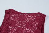 Women Sexy Lace Patchwork Square Neck Sleeveless Top