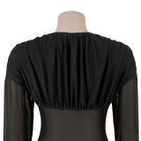 Women Sexy V-Neck See-Through Mesh Dress