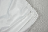 Women Summer Solid Color Streetwear Lace-Up Round Neck Sleeveless Asymmetrical Short Top T-Shirt