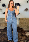 Women Sling Denim Wide-Leg Jumpsuit