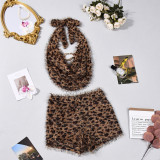 Women Summer Sexy Halter Neck V-Neck Backless Top and Ruffled Midi Skirt Two-Piece Set