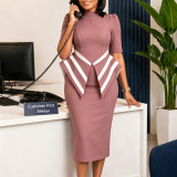Women Spring Summer Elegant OL Half Sleeve Bodycon African Dress