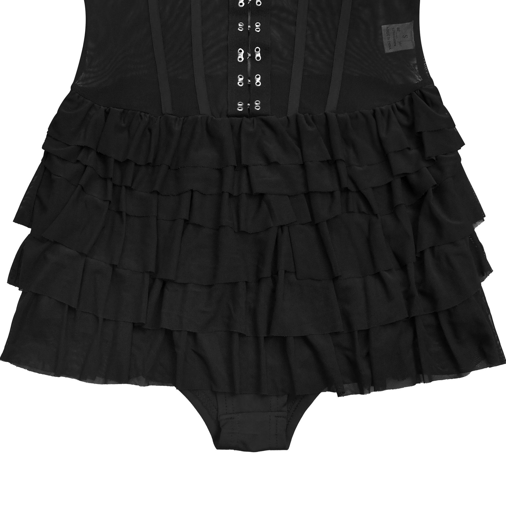 V-Neck See-Through Mesh Dress for Clubwear