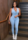 Women Backless Solid Ruffled Collar Halter Neck Lace-Up Jumpsuit