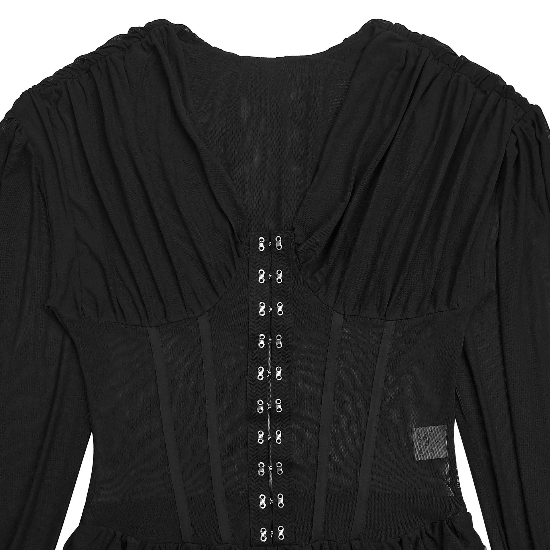 V-Neck See-Through Mesh Dress for Clubwear