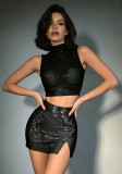 Women Sexy Sequin Tank Top and Shorts Two-Piece Set