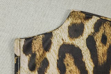Women Fashion Leopard Print Streetwear Bodycon High Neck Sleeveless Career Long Dress