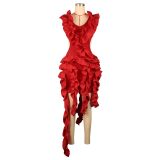 Women Sexy Sleeveless Low Back Ruffle Edge Dress