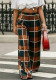 Women Casual Plaid Long Pants