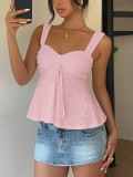 Women Summer Knitting Drawstring Top