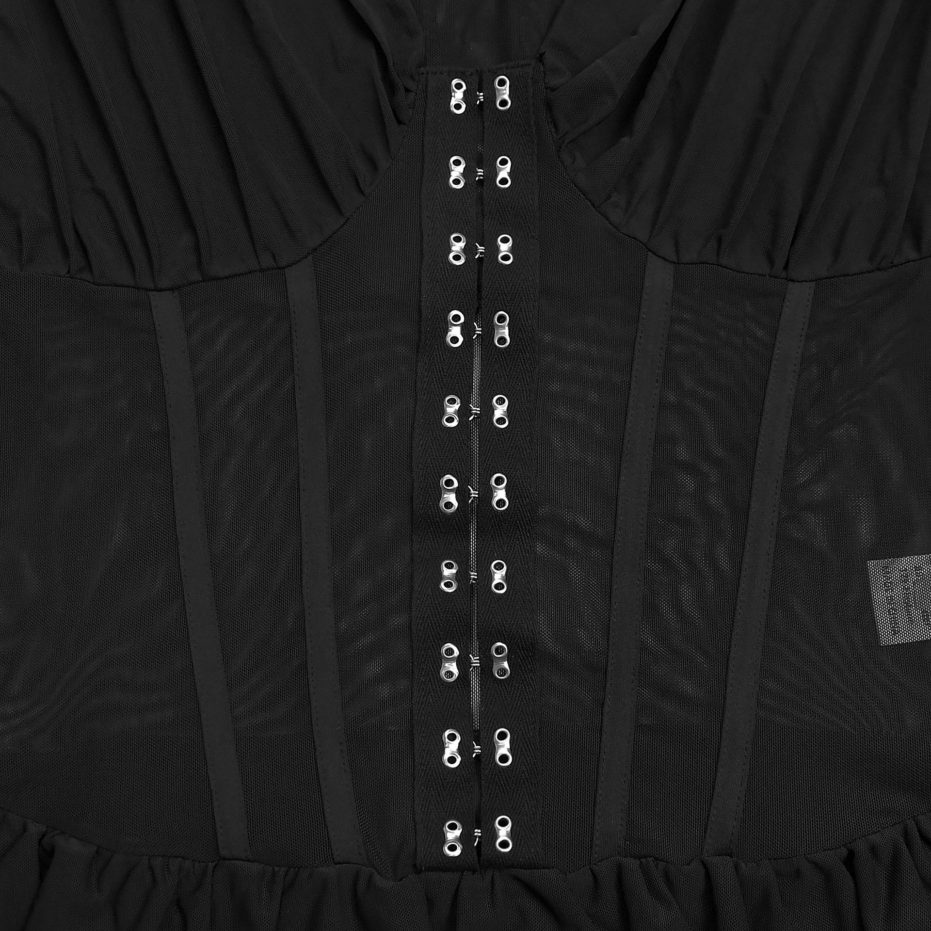 V-Neck See-Through Mesh Dress for Clubwear