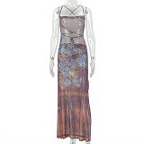 Women Elegant Slim Fit Low Back Camisole Long  Dress