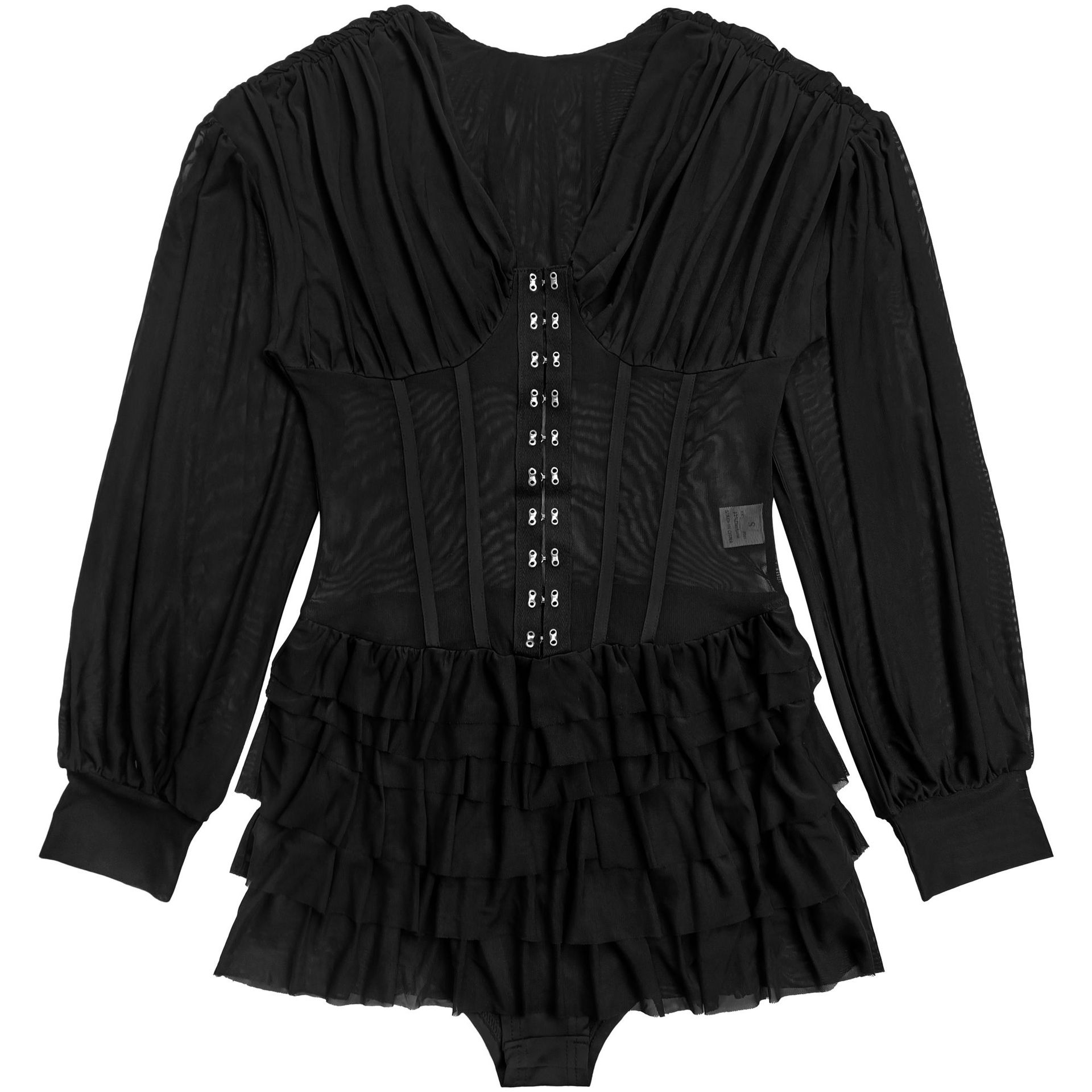 V-Neck See-Through Mesh Dress for Clubwear
