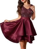 Women V-Neck Sequin Evening Gown Party Dress（Processing time need 3-6 days）