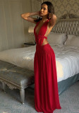Women Summer Tie-Accent Halter Neck Backless Sexy Lace Patchwork Dress