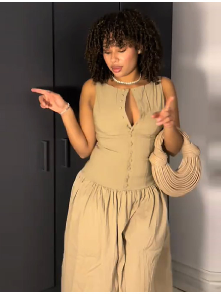 Sleeveless Hollow-Out Maxi Dress for Summer Holidays