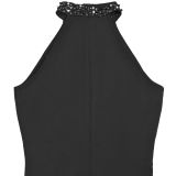 Women Sexy Off-Shoulder Beaded Bubble Bead Split Dress