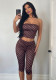 Women Spring Sexy Polka Dot Print Sleeveless Strapless Top and Cropped Pants Two-Piece Set