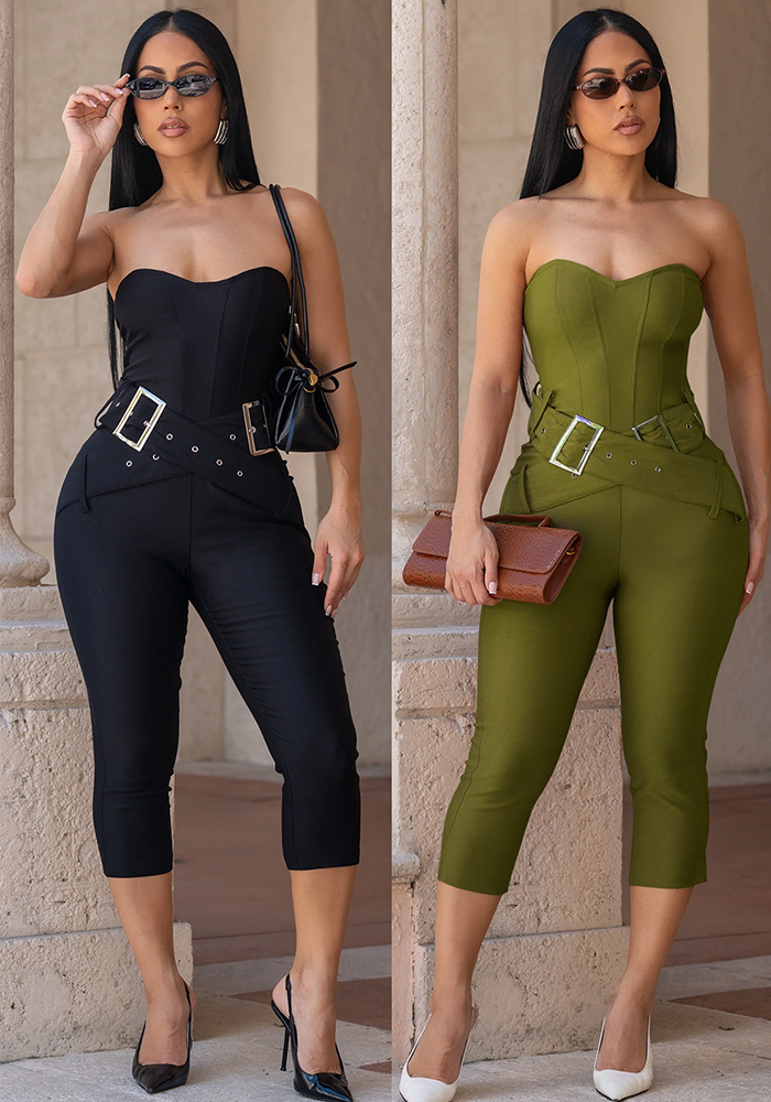 Solid Strapless Bodycon Jumpsuit for Clubwear