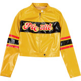 Women Autumn & Winter Embroidered Color-Block Crop Jacket