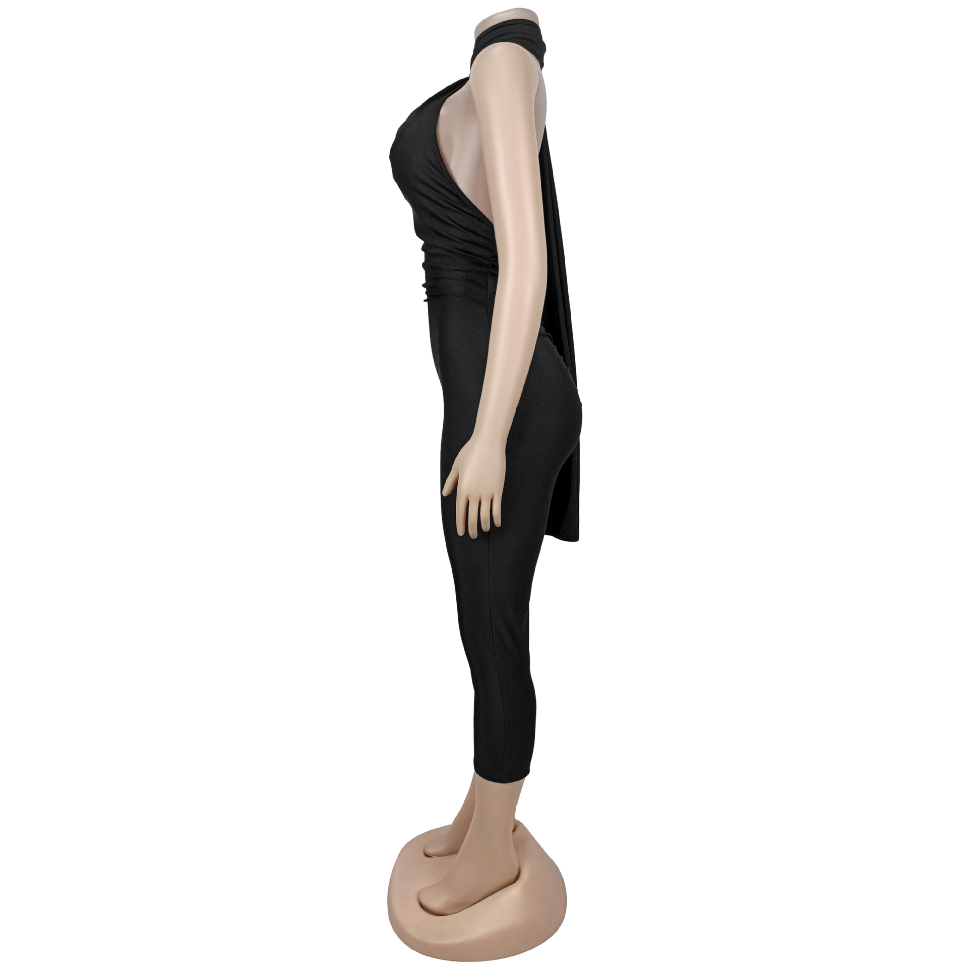 Solid Backless Bodycon Jumpsuit for Casual Clubwear
