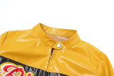 Women Autumn & Winter Embroidered Color-Block Crop Jacket