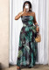 Women Fashion Beach Strapless Bodysuit Chiffon Skirt Two-Piece Set