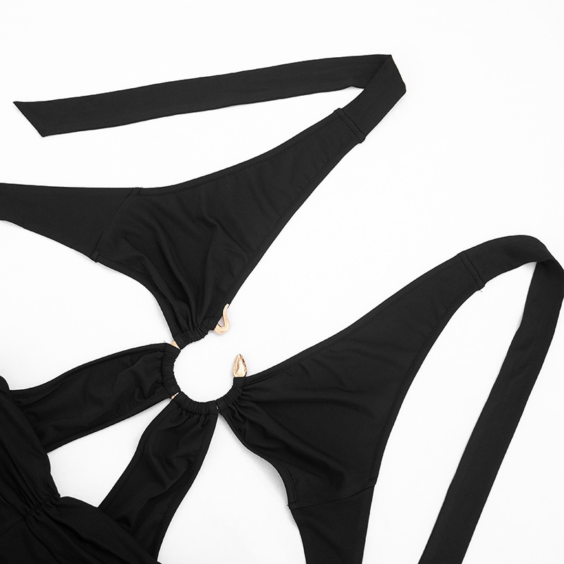 Halter Neck Lace-Up Backless Romper for Summer Clubbing
