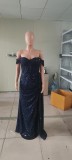 Wome sequined off-shoulder sexy evening Dress