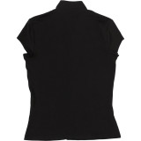 Women Summer High Neck Hollow-Out Solid Short Sleeve T-Shirt Top