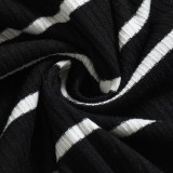 Women Striped Color-Block Woven Sexy Hollow-Out Stretchy Sling Halter Neck Bodycon Dress