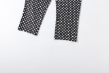 Women Spring Sexy Halter Neck U-Neck Tank Top and Polka Dot Cropped Pants Two-Piece Set
