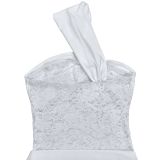 Women Sexy Lace Slash Shoulder Ribbon Bodycon Dress