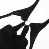 Women Sexy Halter Neck Lace-Up Backless Romper