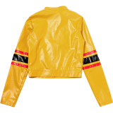 Women Autumn & Winter Embroidered Color-Block Crop Jacket