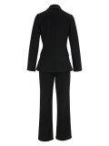 Women Elegant Long Sleeve Blazer Top and Long Pants Two-Piece Set