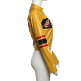 Women Autumn & Winter Embroidered Color-Block Crop Jacket