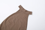 Women Spring Sexy Backless Beaded Chain Halter Neck Bodysuit