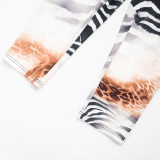 Women Printed Halter Neck Backless Cropped Jumpsuit