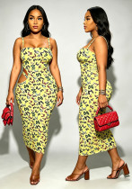 Women Sexy Butterfly Print Cutout Waist Strap Midi Dress Women Sexy Butterfly Print Cutout Waist Strap Midi Dress