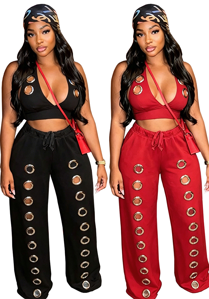 Loose Straight Wide-Leg Pants Set for Casual Loungewear